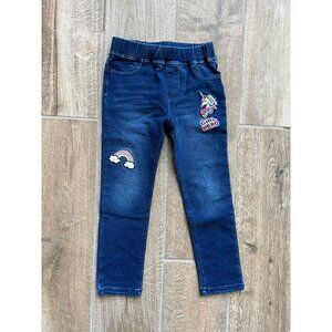 Flapdoodles Kadi Unicorn Patch Knit Skinny Jean Sz 4T